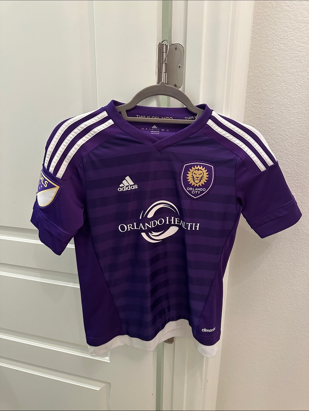 adidas Kids Orlando City Purple Soccer Jersey with White Accents